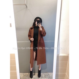 ÁO MANGTO DÁNG DÀI CHẤT DẠ LEN KÈM ĐAI