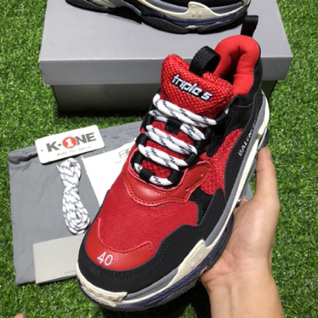 [FreeShip+Sỉ+CTV] Giày Sneaker phân 6 tầng Đỏ đen, full box + bill+ phụ kiện + tặng dây dự phòng 50K