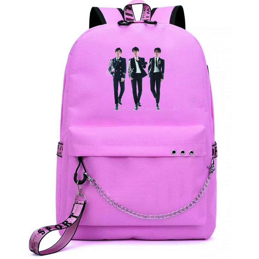 Balo thông minh MÀU HỒNG đi chơi đi học tiện dụng in hình UÔNG TÔ LANG LÂM NHẤT LA VÂN HI DỤ NGÔN