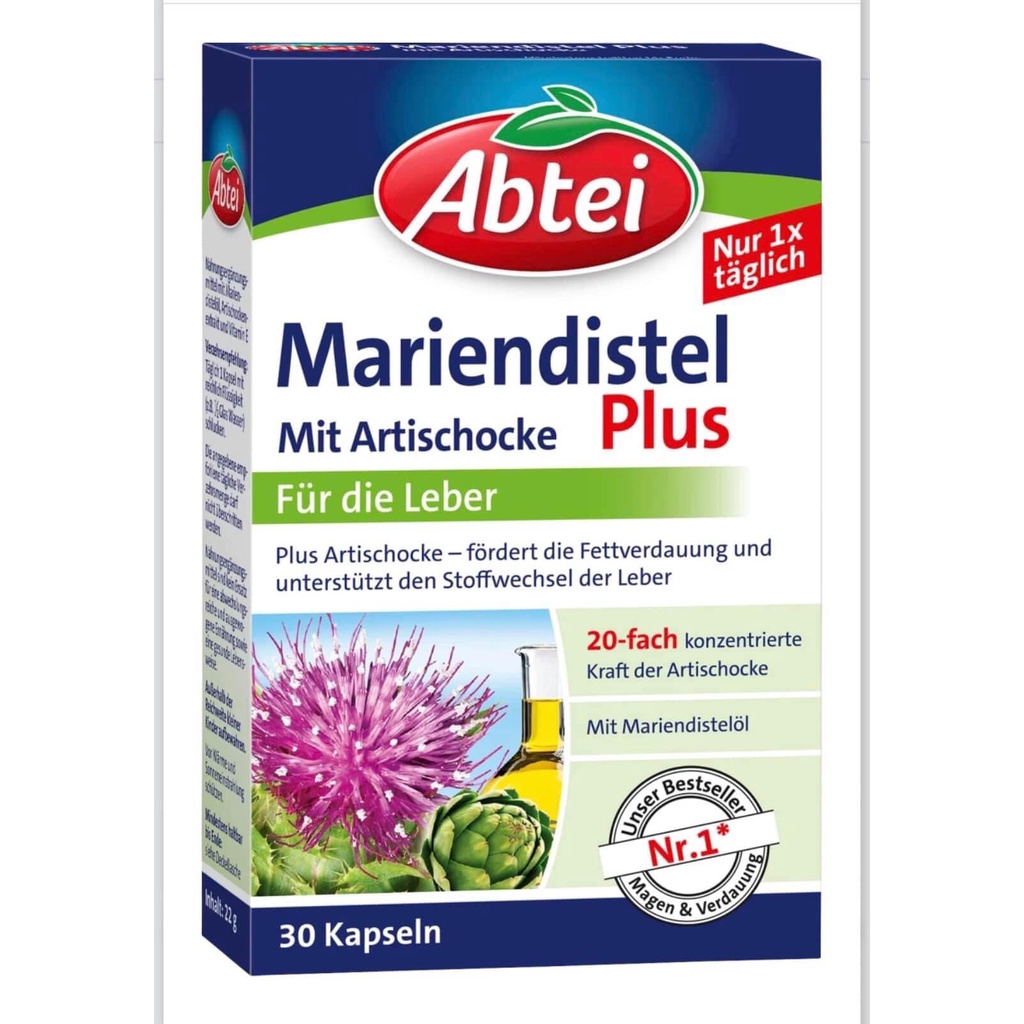 Viên uống bổ gan Abtei Mariendistel Plus hỗ trợ người sơ gan, men gan cao hộp 30 viên