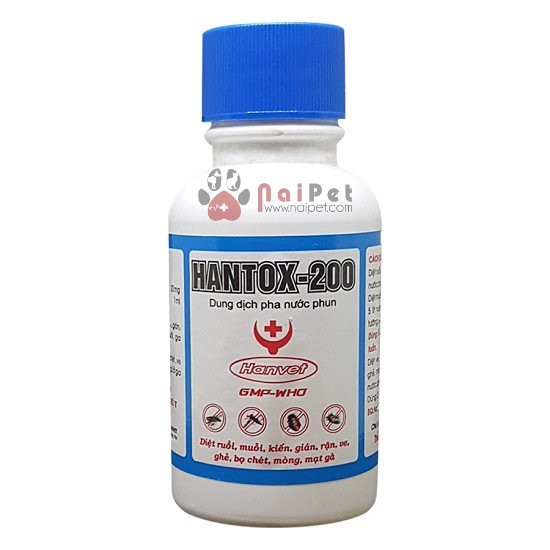 Thuốc Diệt Ruồi Muỗi Kiến Gián Rận Ve Ghẻ Bọ Chét Mòng Mạt Gà Hantox 200 100ml