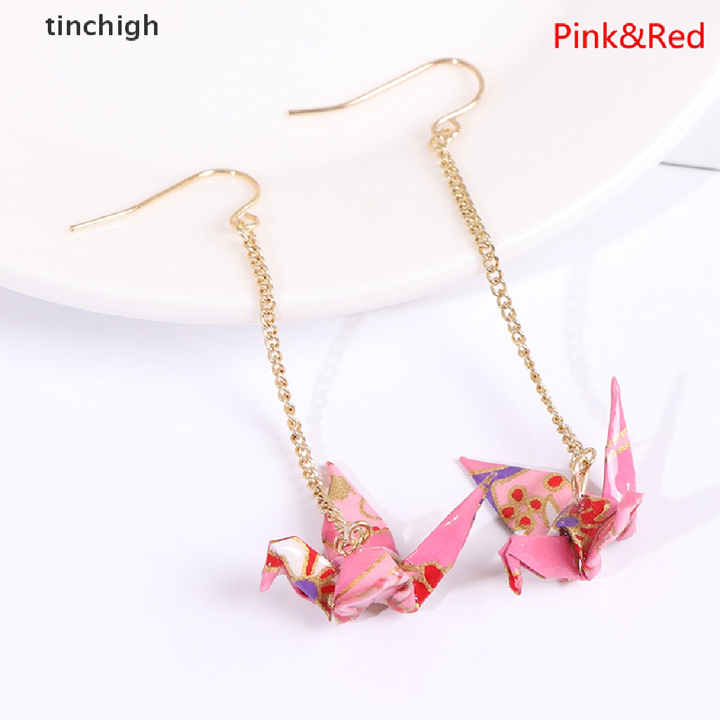 [Tichg] Bông Tai Giấy Xếp Hình Origami Chim Hạc Faltkunst Senbazuru