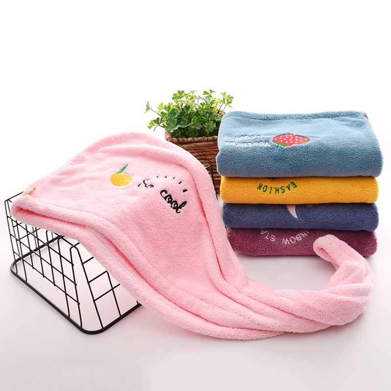 Khăn cuốn tóc Trái Cây Thêu một lớp, lau khô đầu nhanh 307