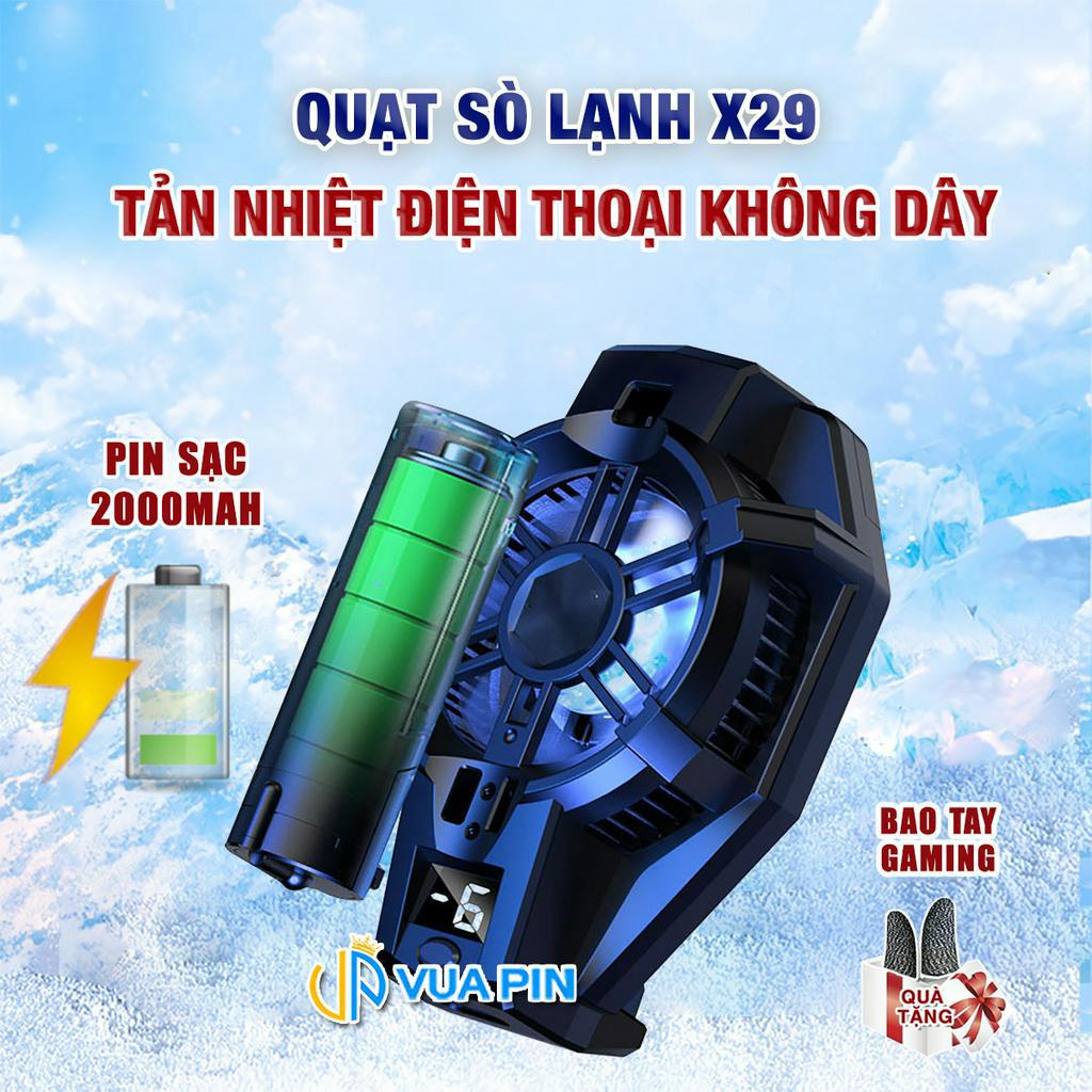 Quạt tản nhiệt điện thoại sò lạnh X29 có Pin led RGB quạt tản nhiệt không dây pin sạc màn hình hiển thị nhiệt độ