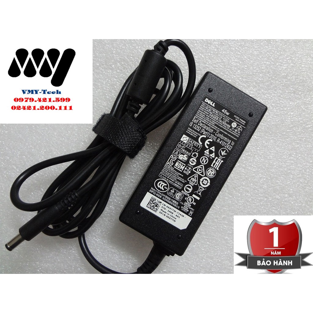 Sạc Laptop Dell 19.5v - 2.31a - 45w - Adapter Kèm dây nguồn XPS 13 Inspiron 3451 3452 5458 5459