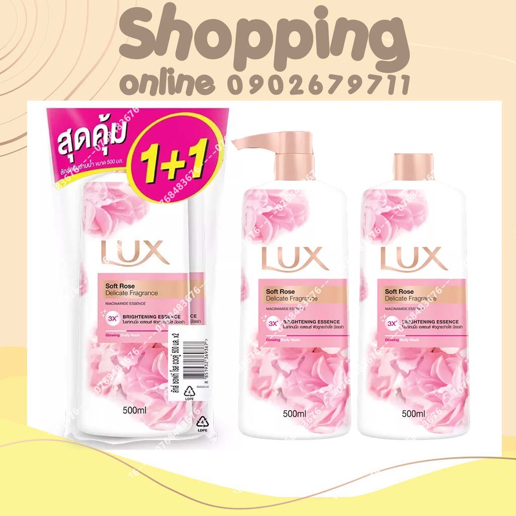 BỘ 2 CHAI Sữa Tắm Lux Kèm Chai Refill Thái Lan