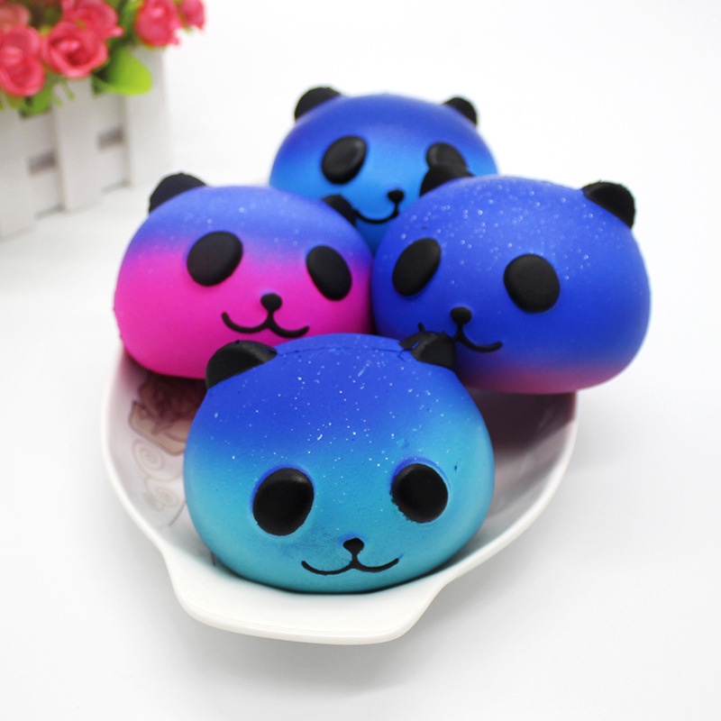 Squishy Lớn JUMBO Hình mặt gấu trúc màu xanh dương Đồ Chơi Xốp Giảm Stress Hình mềm mịn dễ Thương đàn hồi Cho Bé