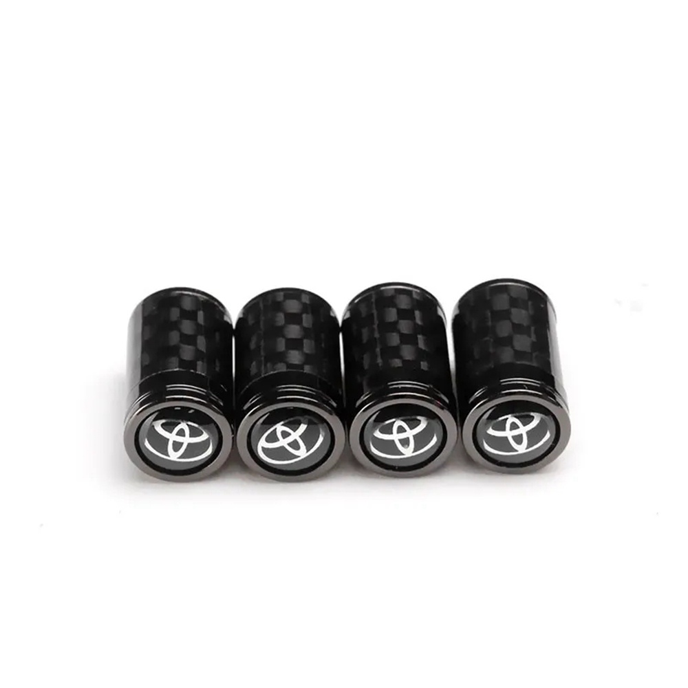 Bộ 4 Nắp Van Bánh Xe Hơi Toyota Corolla Vios Camry Bằng Sợi Carbon
