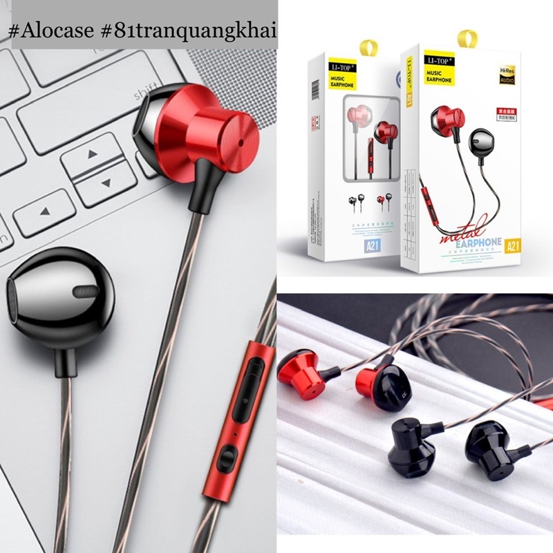 Tai nghe nhét tai có mic A21 kim loại