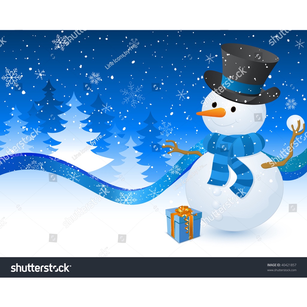 Tranh Dán Tường 3D Người Tuyết Tặng Keo Và Dụng Cụ Dán