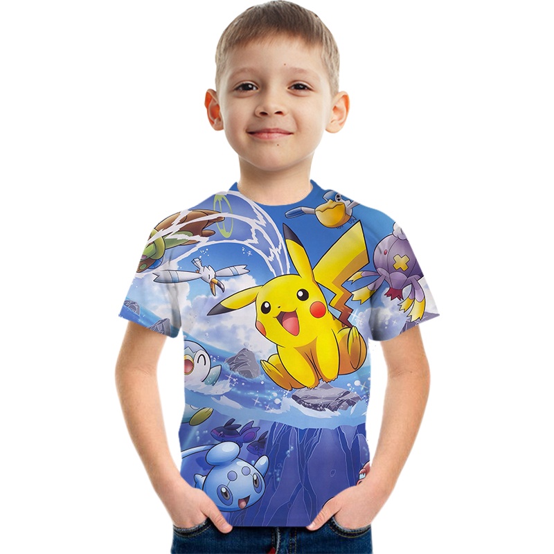Áo Thun Ngắn Tay In Hình Pokemon 3D Thời Trang Dành Cho Bé Trai