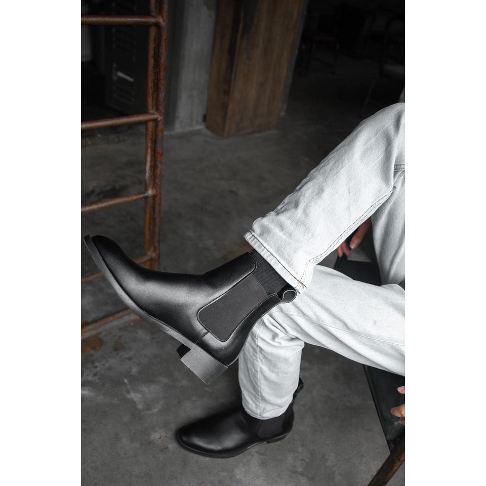 Giày Zipper boots thời trang nam chất liệu da bò nguyên tấm đế crepe độn 3.5cm | BigBuy360 - bigbuy360.vn