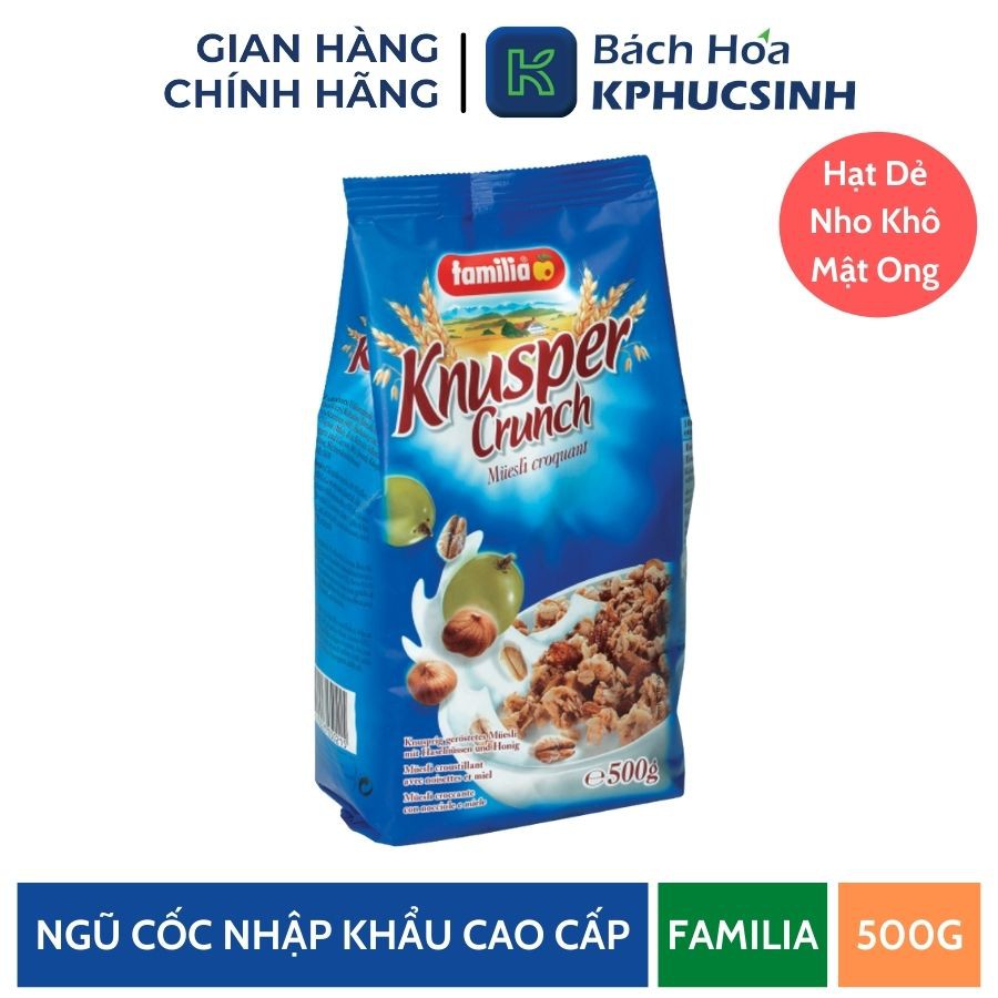 Ngũ cốc giòn hỗn hợp hạt dẻ, nho khô và mật ong hiệu Familia 500g KPHUCSINH - Hàng Chính Hãng