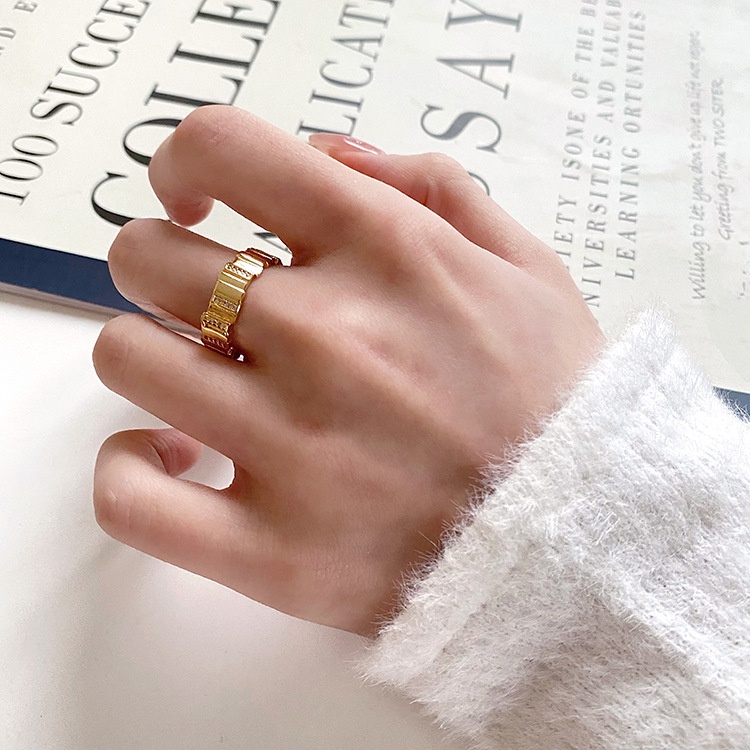 Nhẫn Đeo Tay Kim Loại Gợn Sóng Thời Trang Hàn Quốc Cho Nữ