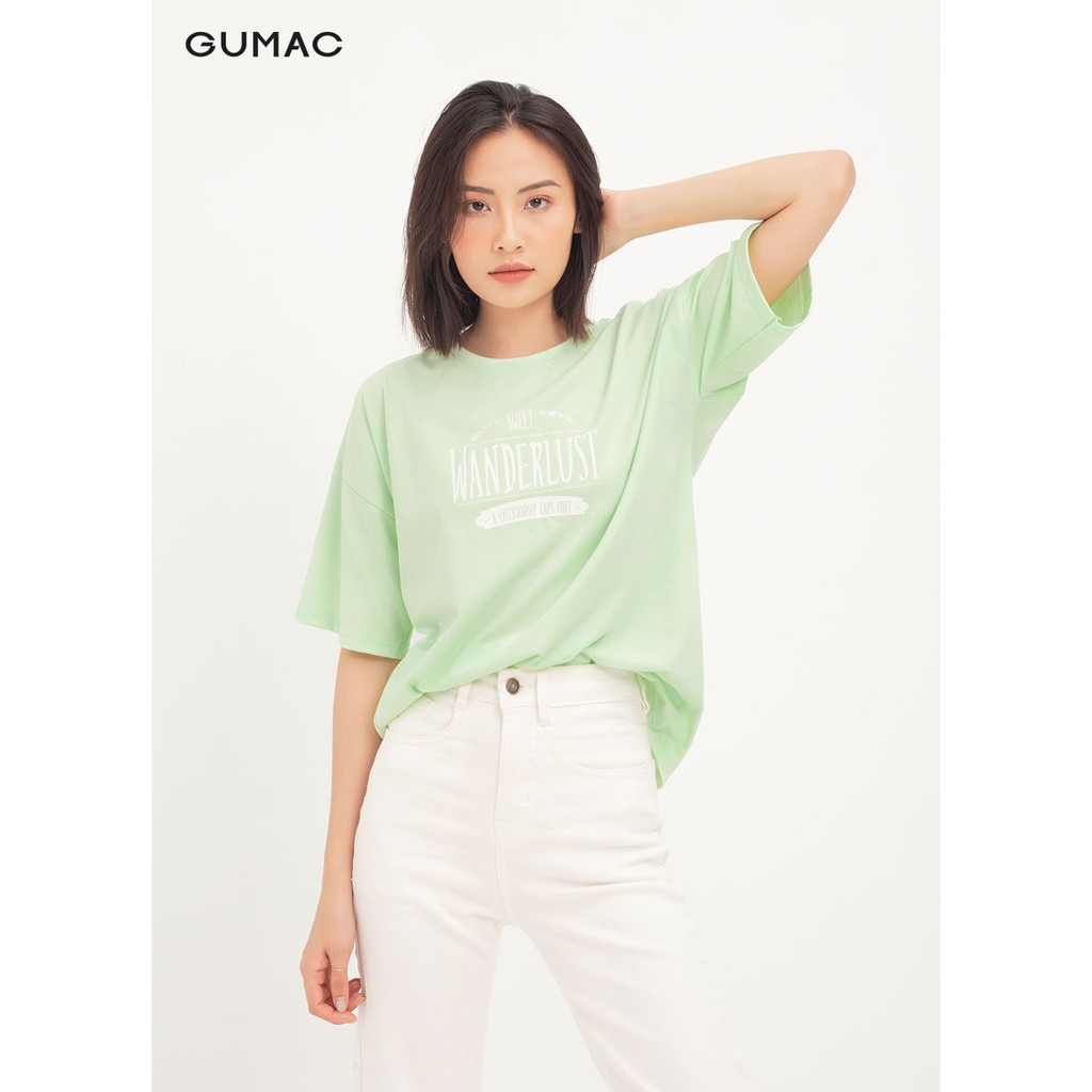 Áo phom rộng in chữ GUMAC ATA1242 | BigBuy360 - bigbuy360.vn