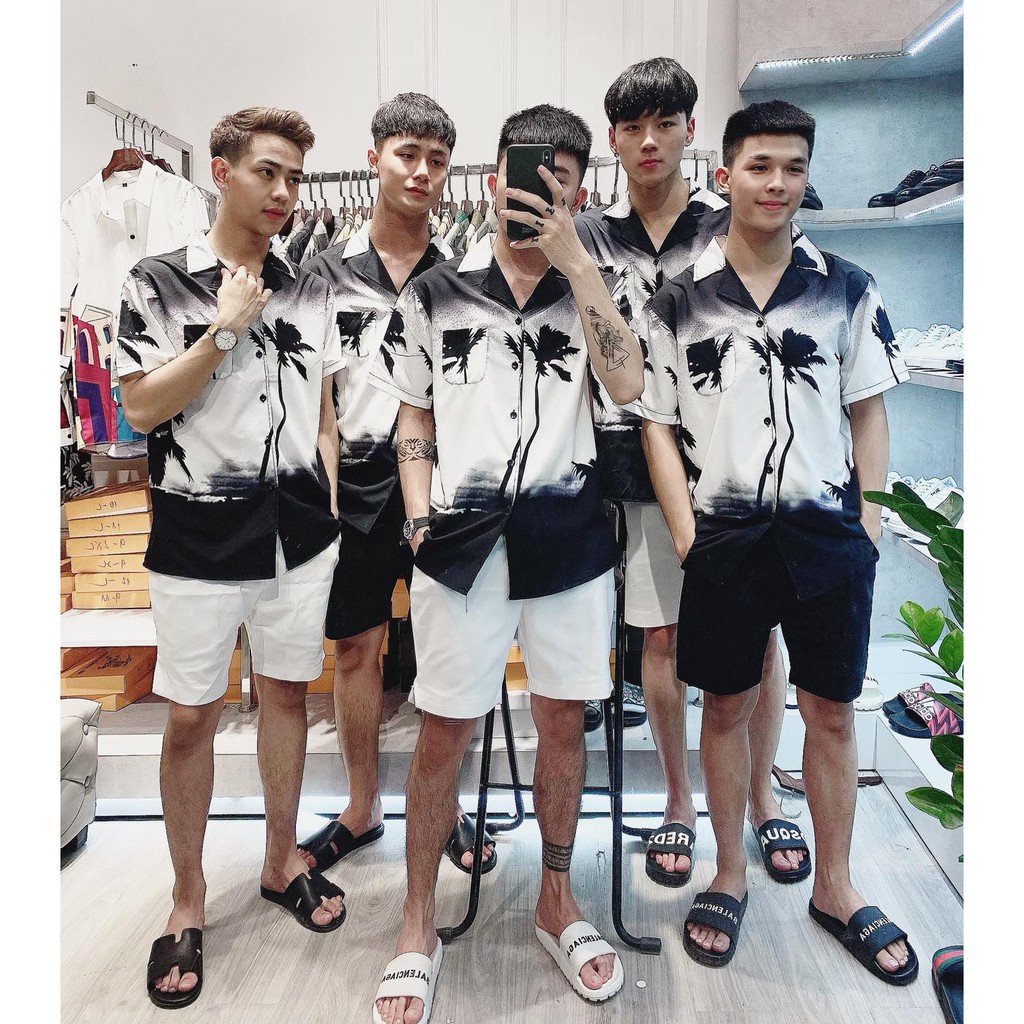 sơ mi nam họa tiết, cộc tay,  kiểu dáng hàn quốc ,vải lụa , mềm mịn,thoáng mát, không nhăn, không xù.đi biển | BigBuy360 - bigbuy360.vn