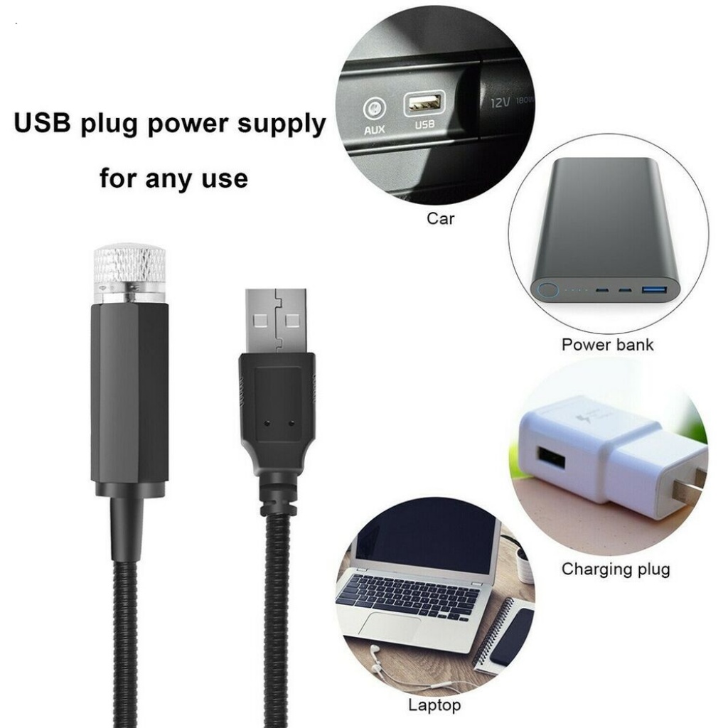 Đèn led usb Chiếu Ánh Sáng Xanh Dương / laser Hình Bầu Trời Đầy Sao Trang Trí Nội Thất Xe Hơi