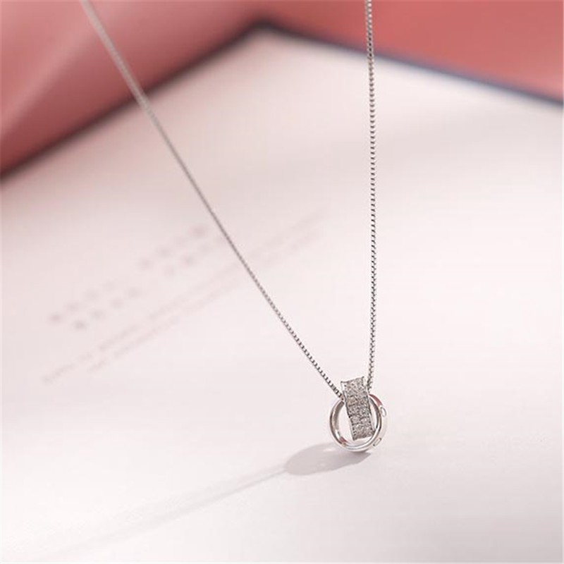 S925 Bạc Dây Chuyền Nhẫn Đôi Thiết Kế Tính Khí Đơn Giản Cá Tính Joker