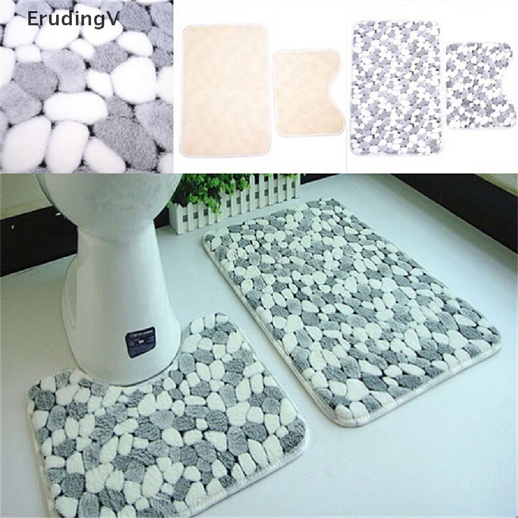 Bộ 2 Thảm Lót Sàn Nhà Vệ Sinh Bằng Cotton Mềm Mại Chống Trượt Giặt Được Tiện Lợi