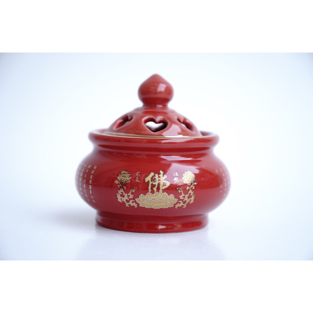 Lư xông trầm hương gốm sứ sen Phật Chú Đại Bi, hủ đốt trầm mạ vàng bình an - Nhiều màu | BigBuy360 - bigbuy360.vn
