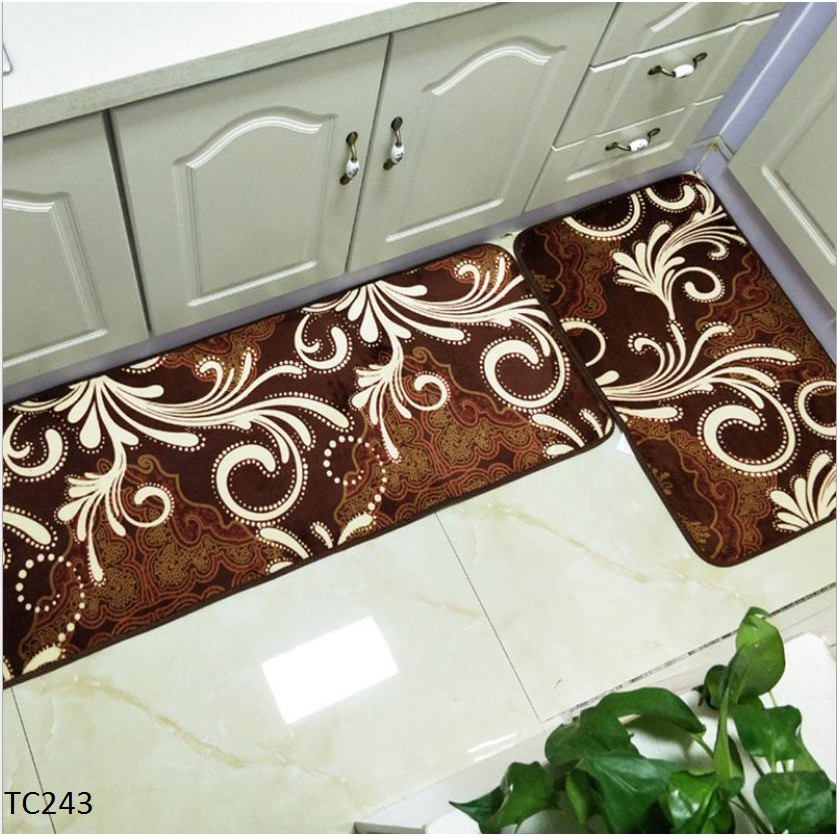 Bộ 2 Thảm Bếp 40x60cm và 40x120cm, Thảm Nỉ Dày Dặn Chống Trơn Trượt