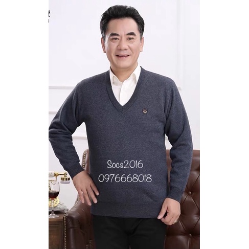 Áo len nam trung niên cổ tim thu đông tặng bố-lì đẹp hàng có sẵn.