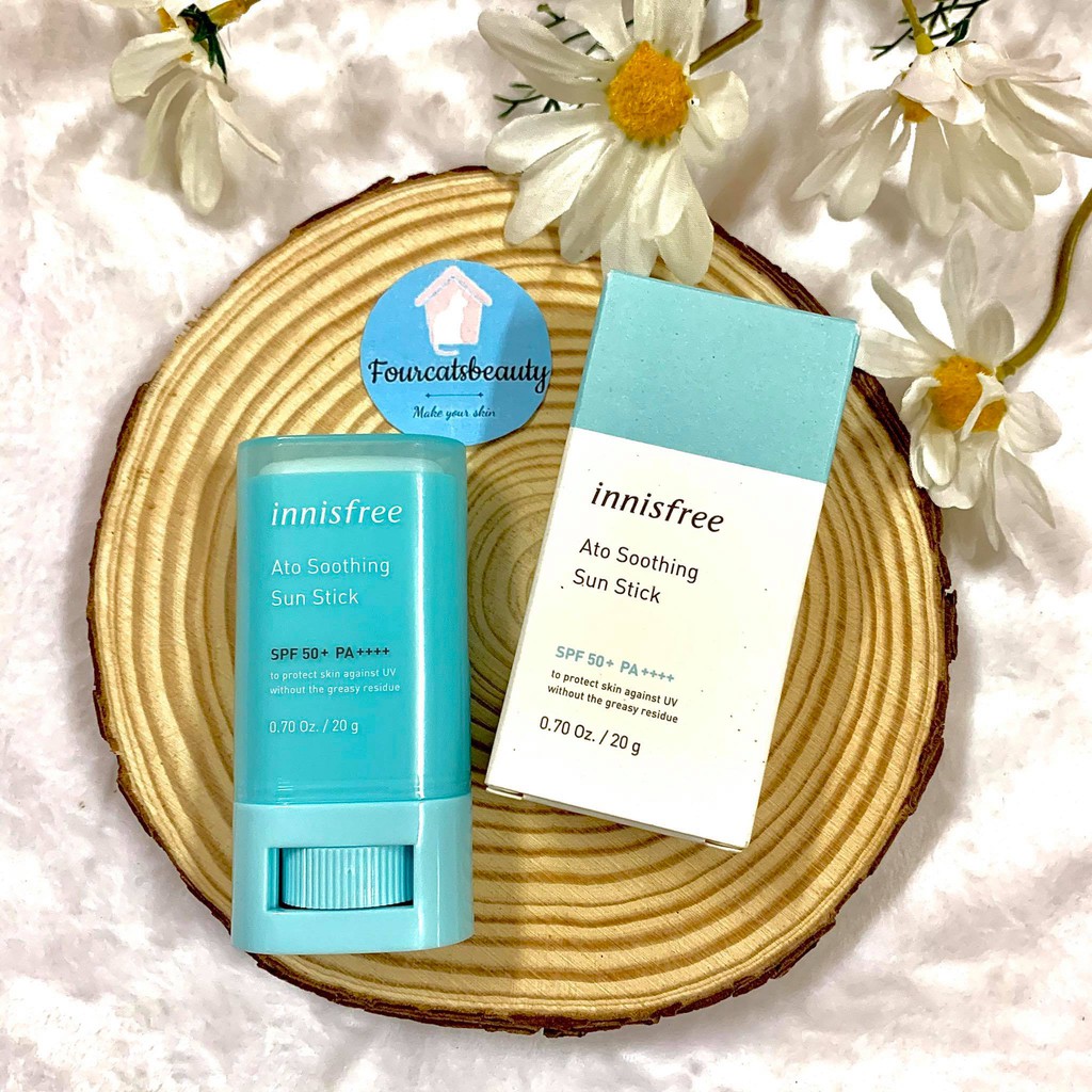 Kem Chống Nắng Dạng Thỏi Dưỡng Ẩm Tạo Nên Lớp Màng Bảo Vệ Tự Nhiên Innisfree Ato Soothing Sun Stick SPF 50+ PA++++ 20g