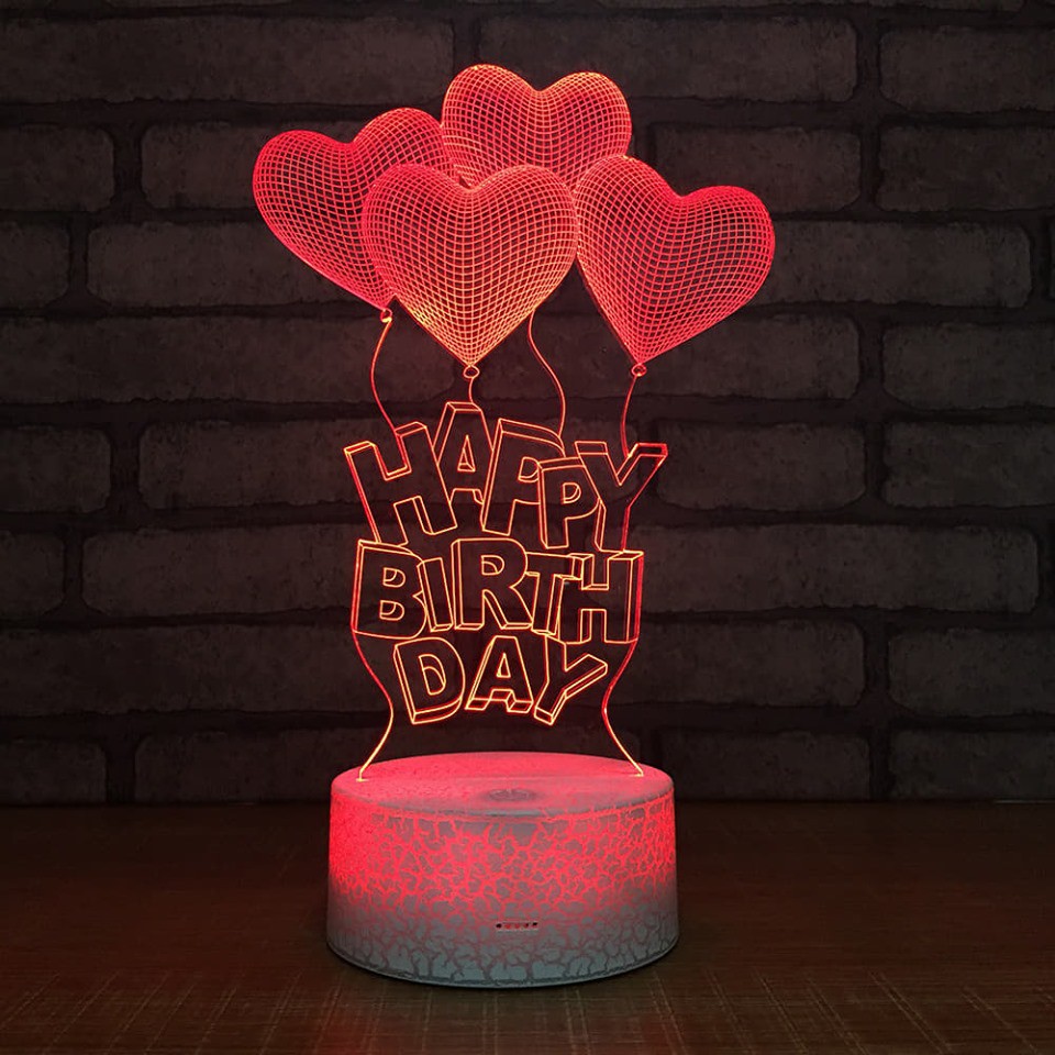 Đèn Trang trí phòng ngủ 3D HAPPY BIRTHDAY BAY, quà tặng sinh nhật độc đáo