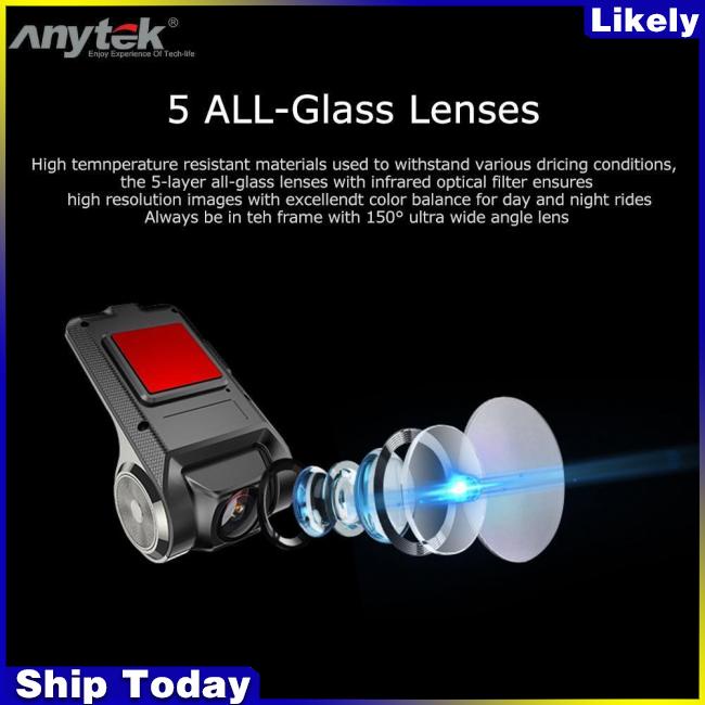 Camera Hành Trình DVR Anytek X28 Có Cảm Biến G FHD 1080P Cho Xe Hơi