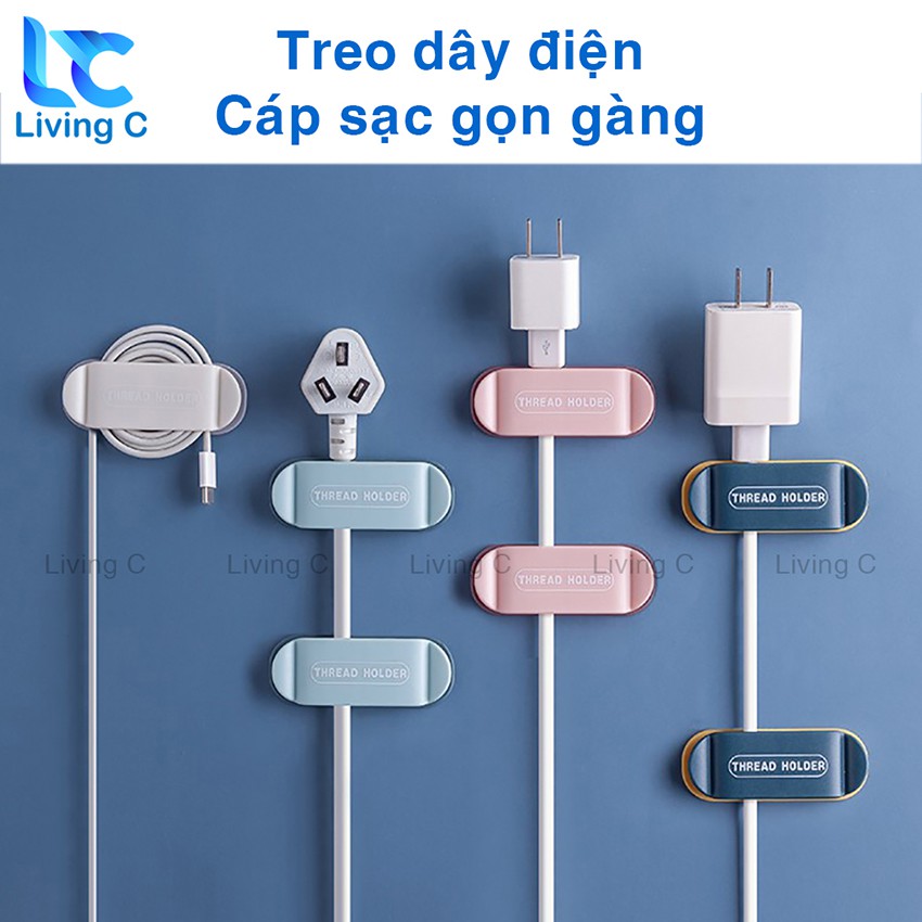 Nẹp dây điện chống rối Living C , móc dán tường treo dây điện phích cắm điện thoại dán tường _MCD