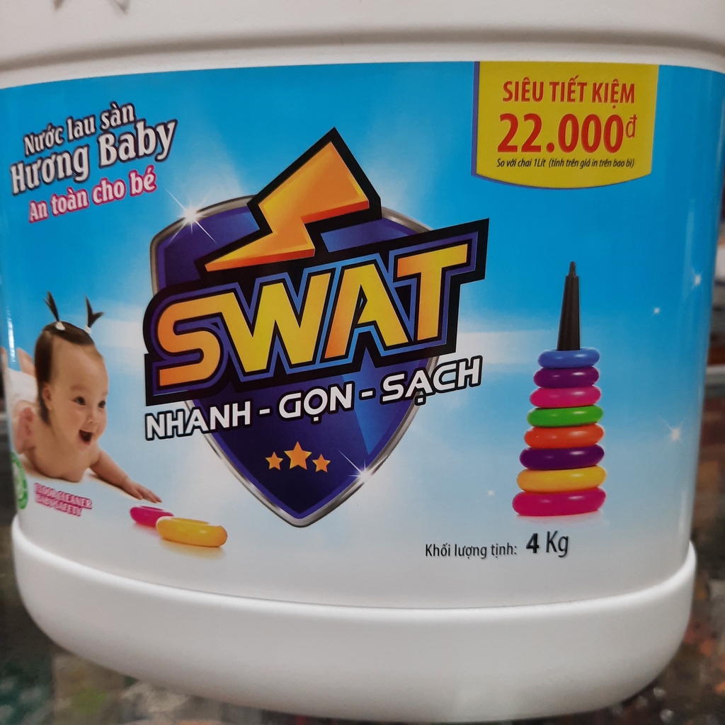 Nước lau sàn nhà Swat hương baby can 4kg