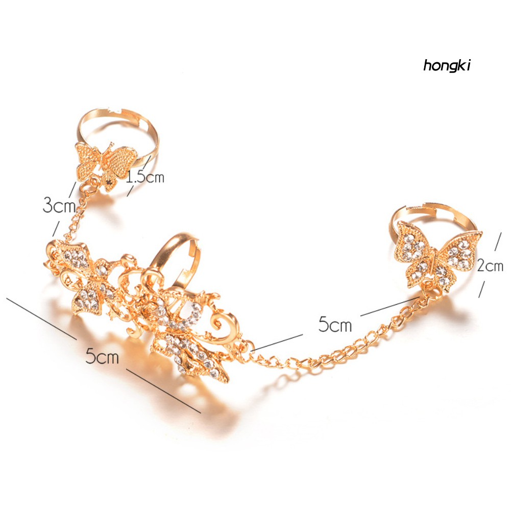 Nhẫn hở hình bướm đính đá phong cách thời trang cho nữ