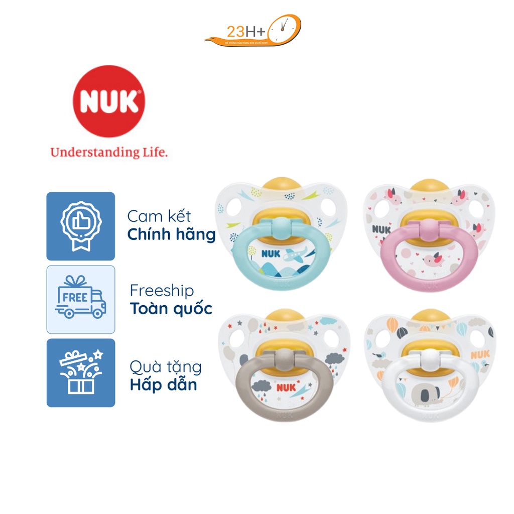 Bộ 2 ti giả NUK Happykids S1 Cao Su 0-18 tháng