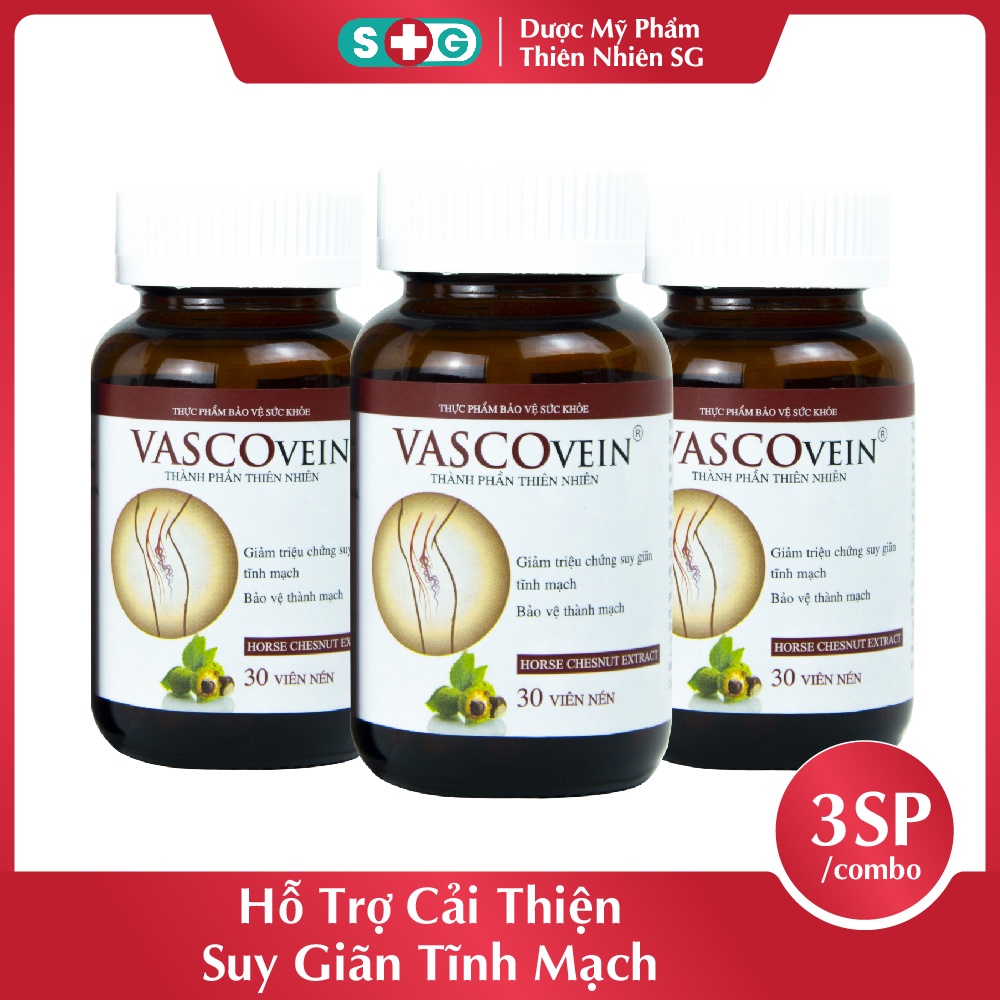 Combo 3 Viên Uống Hỗ Trợ Điều Trị Bệnh Suy Giãn Tĩnh Mạch Vascovein (Hộp 30 viên)