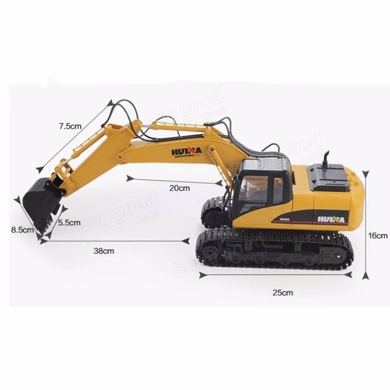 Máy xúc gầu sắt chạy xích Huina1535 bản nâng cấp huina1550 điều khiển độc lập các khớp qua 360 độ