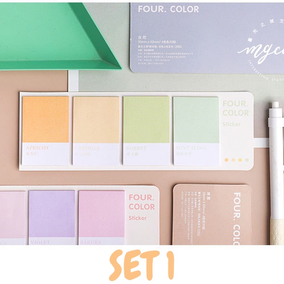 SET 80 GIẤY NOTE PASTEL TRANG TRÍ SỔ TAY BULLET JOURNAL TAKE NOTES