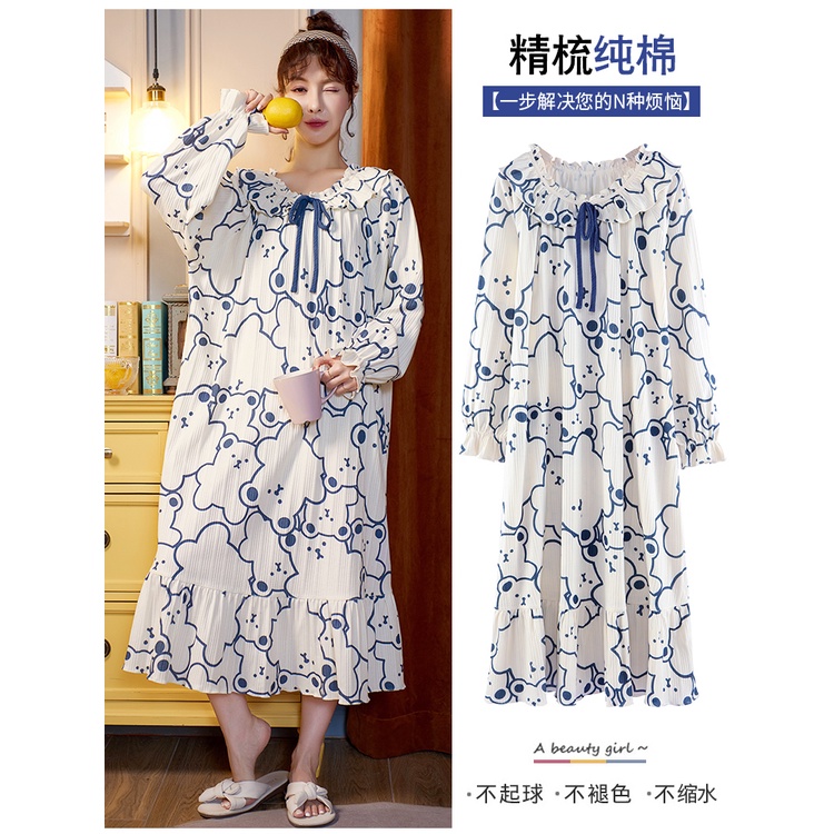 Đầm Ngủ Cotton Tay Dài Thời Trang Xuân Thu Cho Phụ Nữ Mang Thai 2021 52BX ** - & ** ** | BigBuy360 - bigbuy360.vn
