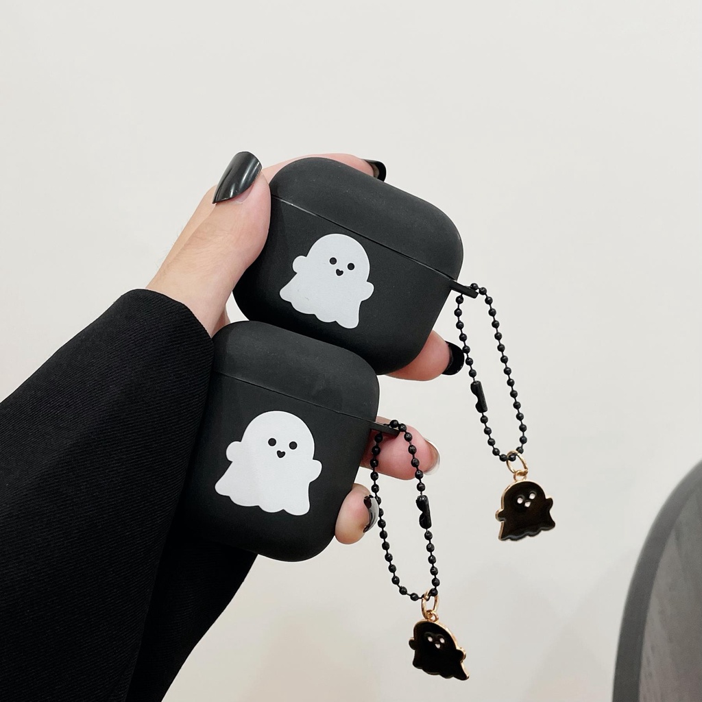 Vỏ Bảo Vệ Hộp Sạc Tai Nghe Bluetooth Airpods 1 / 2 Pro gen3 2021 Bằng Tpu Silicone Mềm Trong Suốt Chống Rơi Hình Ma Hoạt Hình