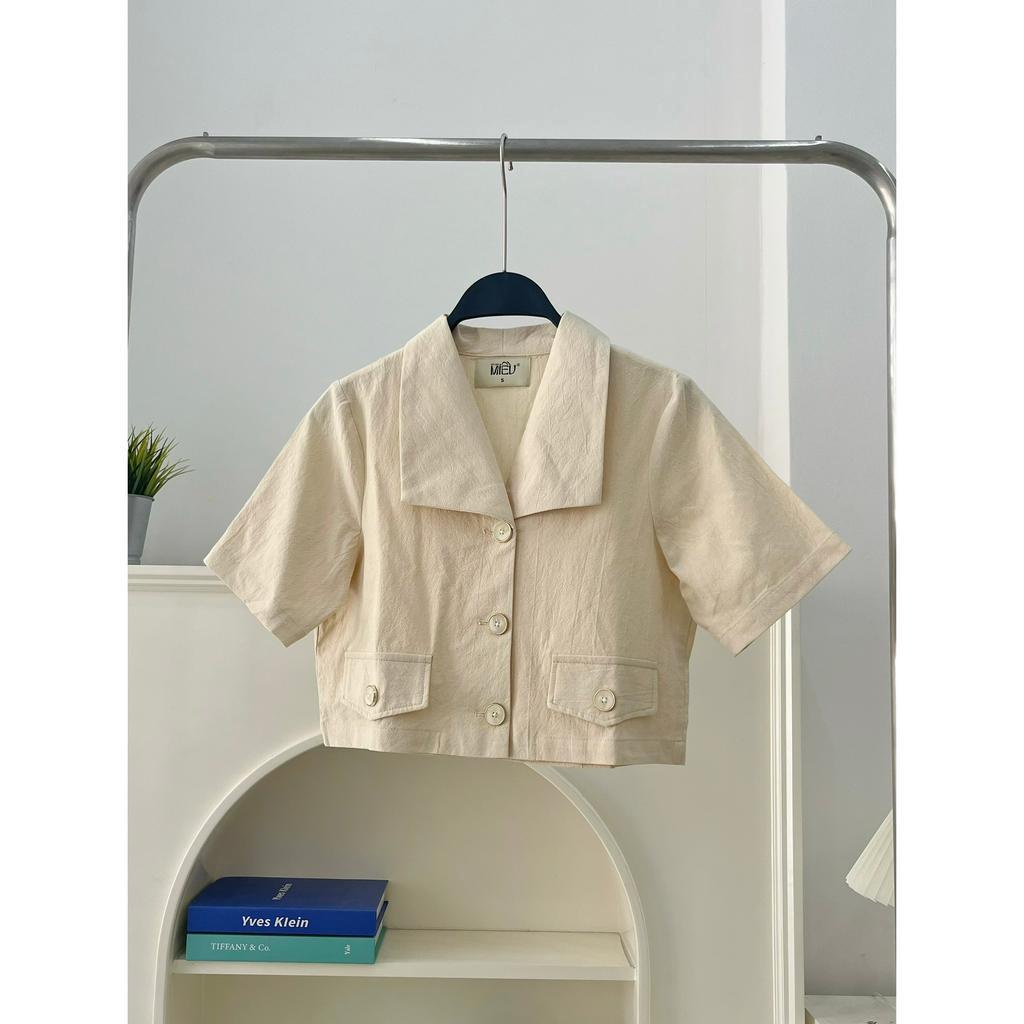 Áo Croptop cổ vest trơn nhiều màu thích hợp công sở Joel Miều Est.2013