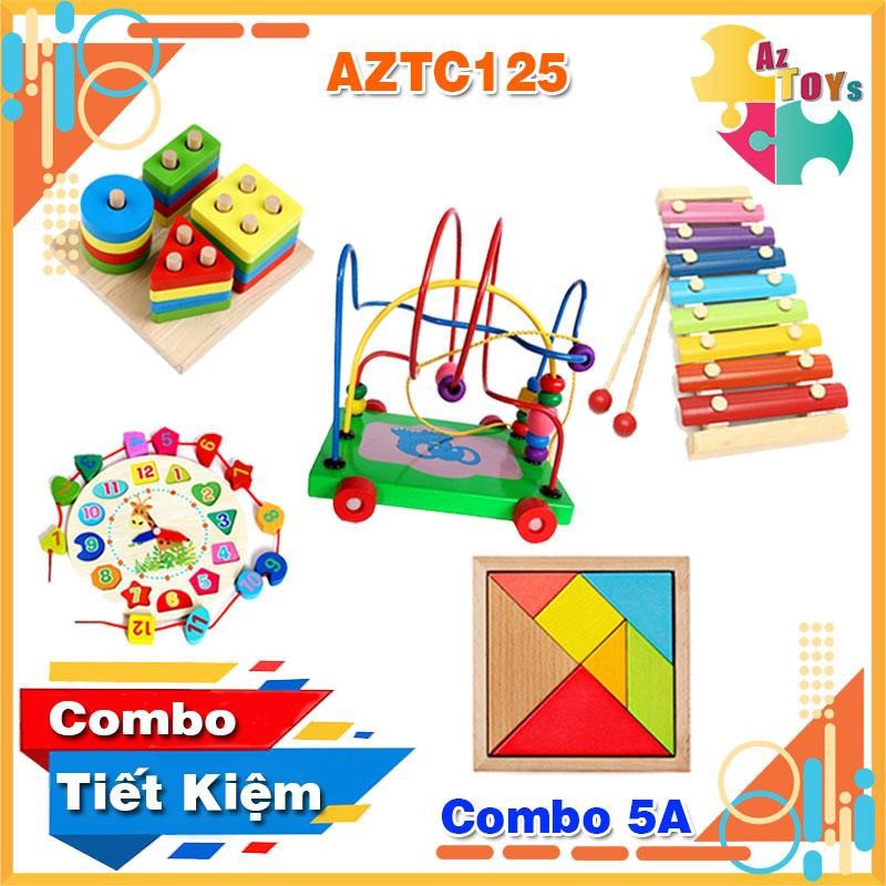 Combo Đồ Chơi Gỗ An Toàn Phát Triển Trí Tuệ Toàn Diện Cho Bé - AZTC125