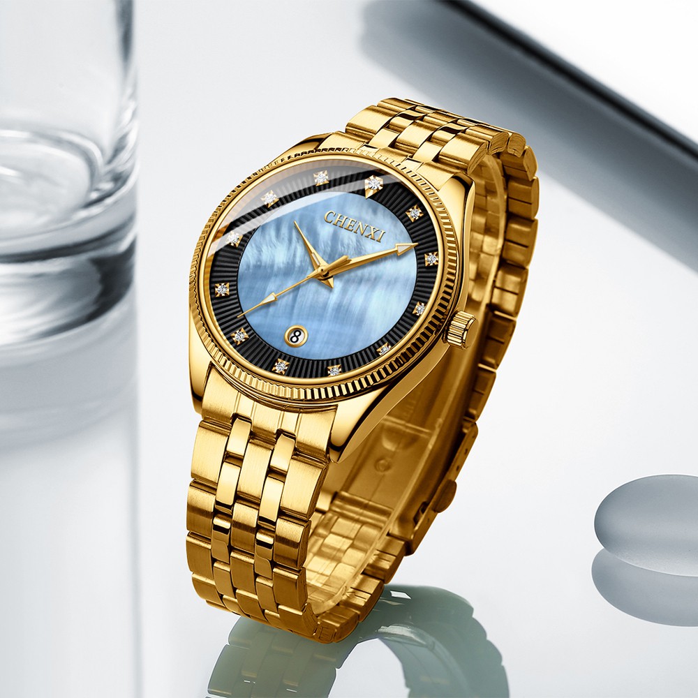 CHENXI Men's watch, 20 cm Stainless Steel Strap, Quartz Calendar Watch, Waterproof Dial, do not fade