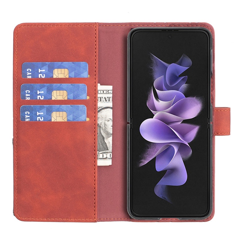 Samsung galaxy z fold 4 fold 3 5g z fold 5 5gleather case fold4 phone case protection case fold 3 casing card wallet buckle rhombic color matching