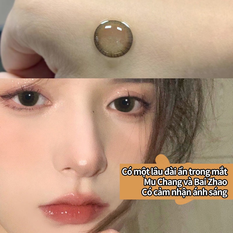 Kính Áp Tròng Nhỏ Màu Xám Hình Cáo Thần Tiên Nhỏ Và Lớn Cho Học Sinh