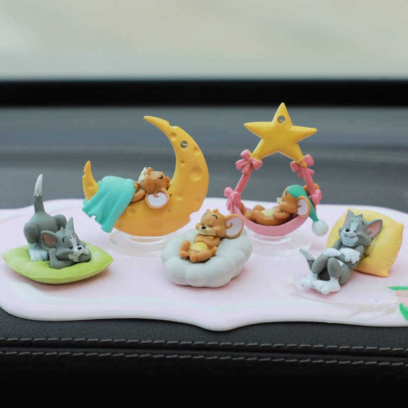 Mô hình mèo Tom và chuột Jerry dễ thương trang trí nội thất xe hơi/ cửa hàng đồ chơi/ bảng điều khiển trung tâm ô tô