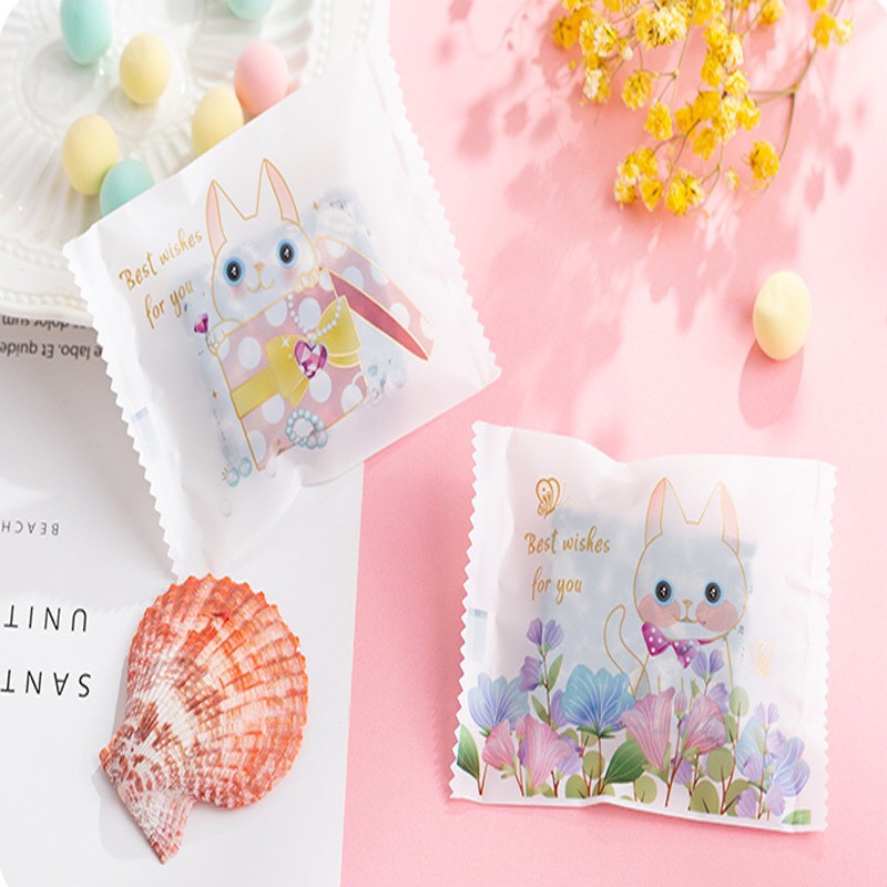 Túi đựng bánh quy 7x10cm Mix 2 mẫu mèo
