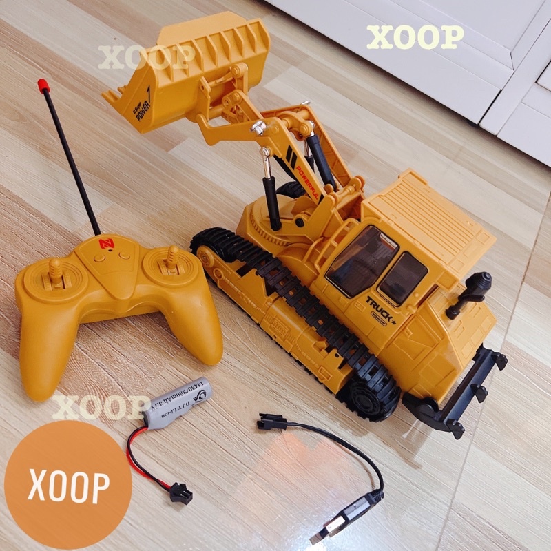 Đồ chơi ! Máy cẩu xúc khiển sạc pin 6 kênh màu vàng bản to cho bé