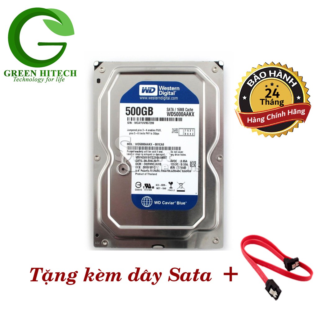 Ổ cứng máy tính WD Blue 500GB - HDD WD 500GB - Chính hãng BH 2 Năm - 1 đổi 1