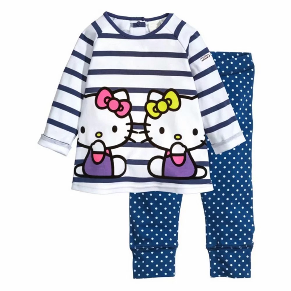 Set Pajamas áo thun tay dài &amp; quần dài cho bé gái