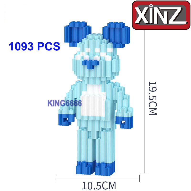 Đồ chơi le go Gấu Bearbrick 19cm noel  xizai xếp hình lắp ráp mô hình nano 3d nanoblocks bear brick