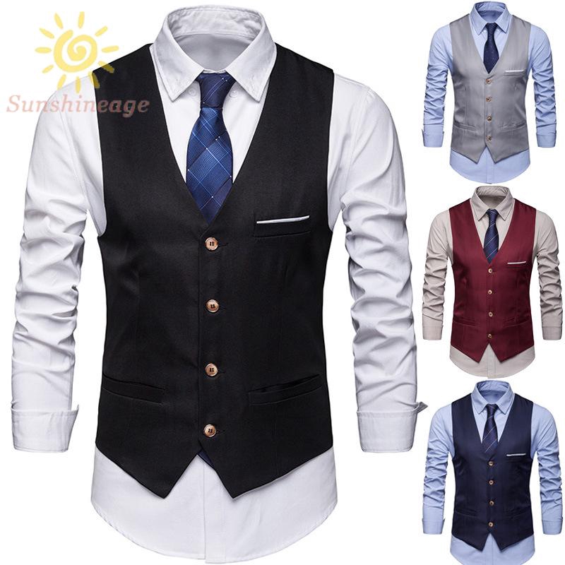 Áo Vest Tuxedo Plus Size Không Tay Cài Nút Thời Trang Công Sở Cho Nam